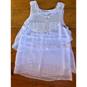 NWT! Soft Surroundings Women's White Tank top/Blouse. Flowy. layers. crochet. SM